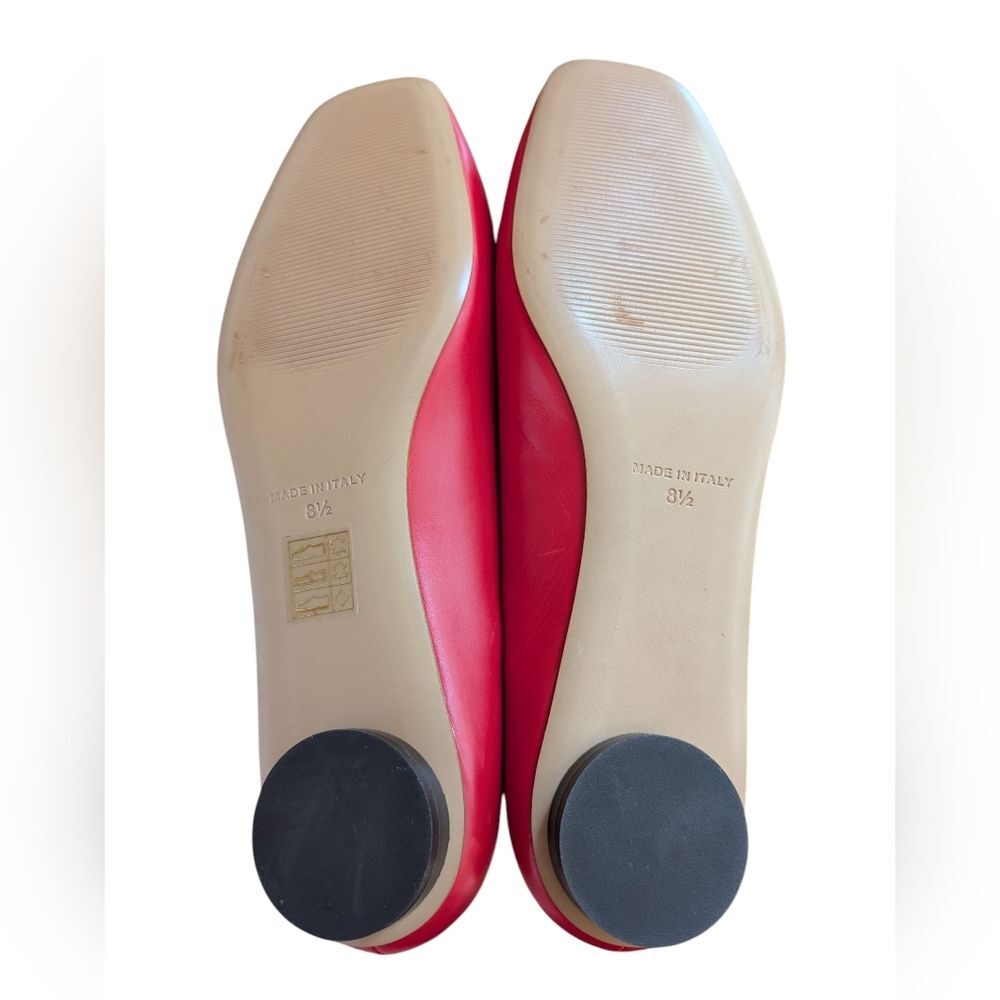 Everlane Red Leather Square-Toe Flats - Picture 2 of 4